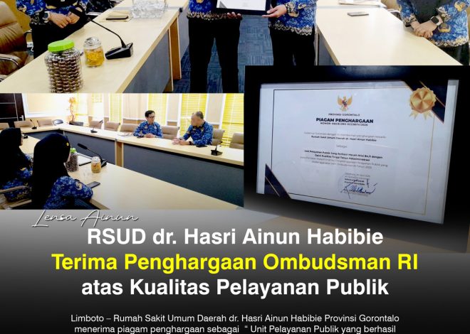 RSUD dr. Hasri Ainun Habibie Terima Penghargaan Ombudsman RI atas Kualitas Pelayanan Publik
