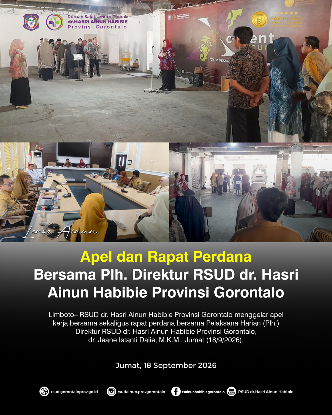 Apel dan Rapat Perdana Bersama Plh. Direktur RSUD dr. Hasri Ainun Habibie