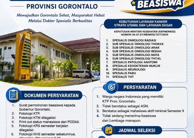 Seleksi Beasiswa Pendidikan Dokter Spesialis Provinsi Gorontalo Resmi Dilaksanakan